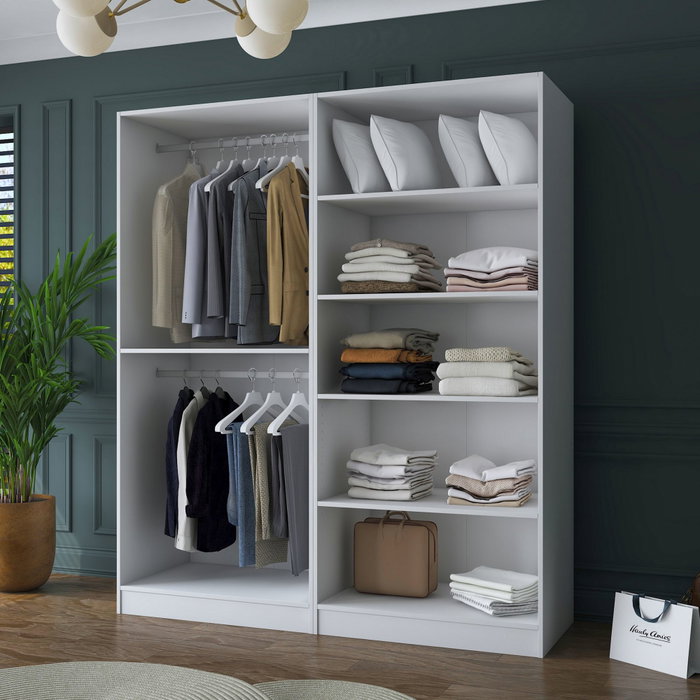 Hanah Home Armario Blanco con Estanterías Hanah Home Armario Blanco con Estanterías